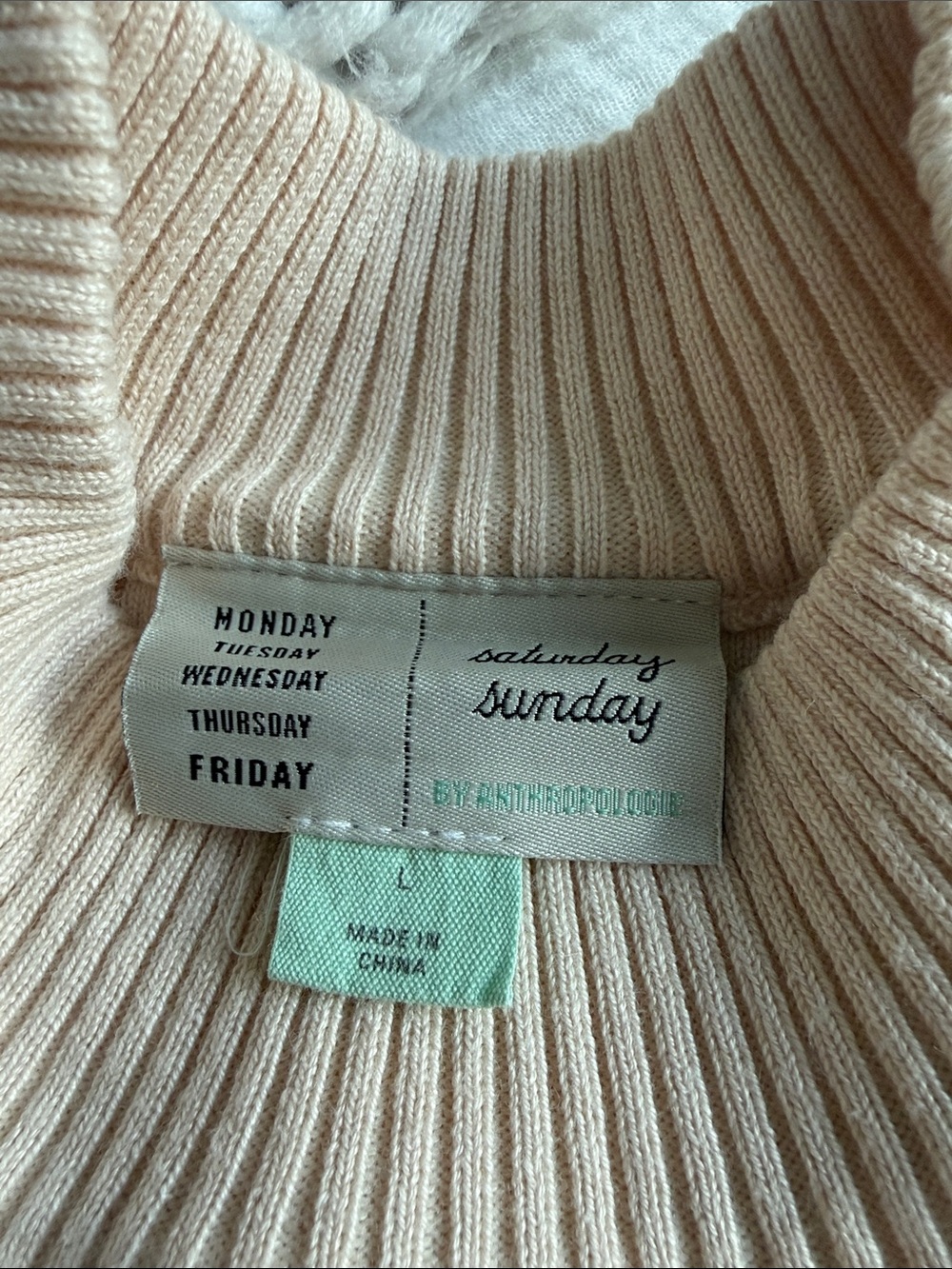 Anthropologie Cream Striped Sweater Mock Neck and Short Set, Size Large - Picture 6 of 6